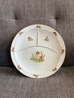 Vintage 70s Divided Child’s Plate – Woodland Squirrel Design from Japan